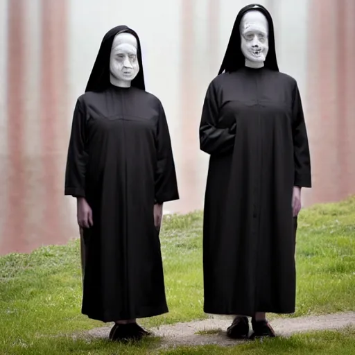 Image similar to two freaky floating twin nuns