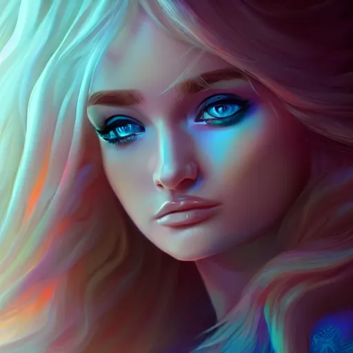 Image similar to A mesmerizing ethereal oceanic portrait of Kim Petras, splash art, natural light, sunlit, hyperdetailed, artstation, cgsociety, deviantart 8k