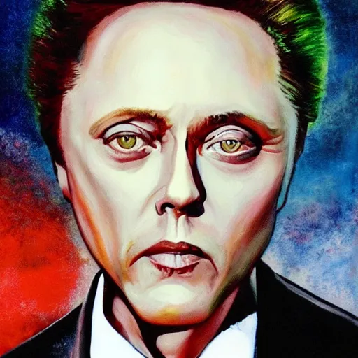 Image similar to Christopher Walken painted like a Saint with halo