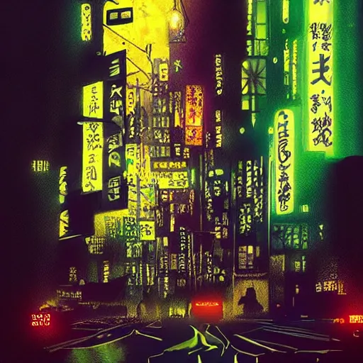 Prompt: The lights of a Neon Tokyo were never meant for you, by Dave McKean, high quality, 8k, trending on Artstation, beautiful, surreal