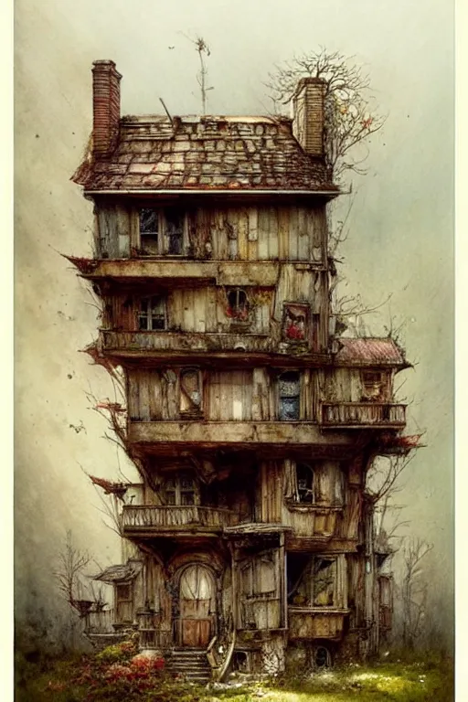 Image similar to (((((a multistory ramshackle fairytale house))))) by Jean-Baptiste Monge!!!!!!!!!!!!!!!!!!!!!!!!!!!