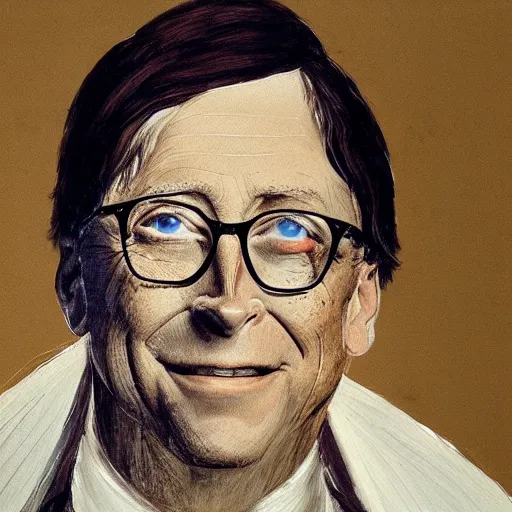 Image similar to bill gates as a demon painted by Goya.