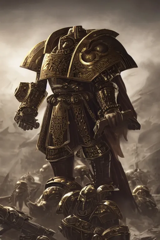 Image similar to armor portrait heros warhammer 4 0 k horus heresy fanart - the primarchs emperor by johannes helgeson animated with vfx concept artist & illustrator global illumination ray tracing hdr fanart arstation zbrush central hardmesh 8 k octane renderer comics stylized