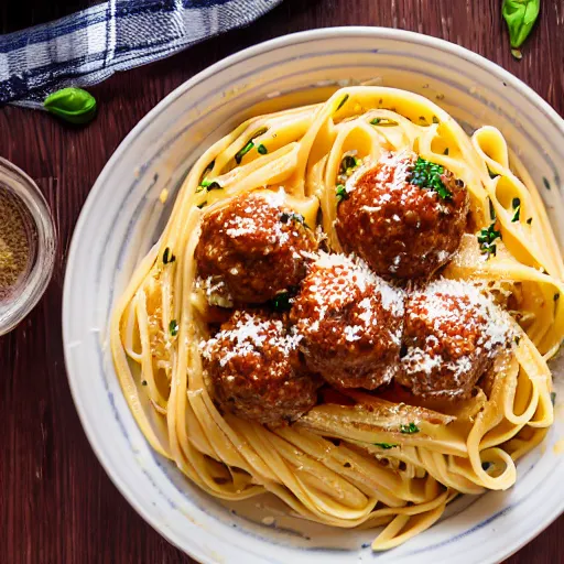 Image similar to a delicious pasta with meatballs