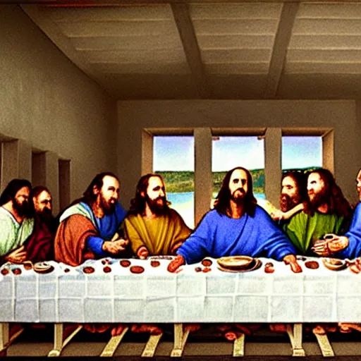 Image similar to Danny DeVito as Jesus in the last supper