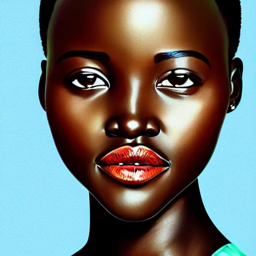 Prompt: gorgeous and beautiful lupita nyong'o, half body shot, angelic, path traced, highly detailed, high quality, digital painting, alena aenami, lilia alvarado, shinji aramaki, karol bak, alphonse mucha, tom bagshaw