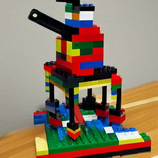 Image similar to a guillotine made out of legos