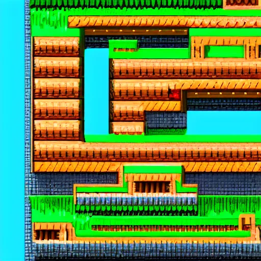 Image similar to an isometric view of the first level in super mario brothers