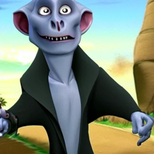 Image similar to mort of madagascar fame in the image of voldemort