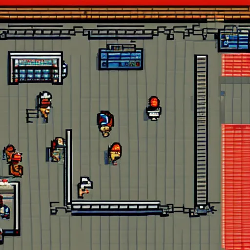 Image similar to sopranos video game, pixel art, top down