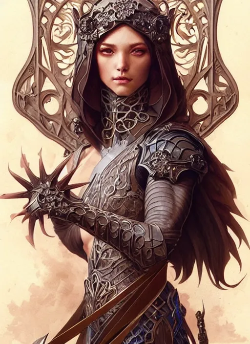 Image similar to Muscular and powerful medieval knight portrait, art nouveau, fantasy, intricate flower designs, elegant, highly detailed, sharp focus, art by Artgerm and Greg Rutkowski