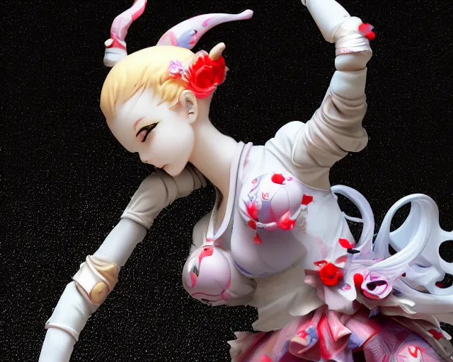 Image similar to james jean and isolated magical girl vinyl figure, figure photography, dynamic pose, harajuku style undertones, glitter accents on figure, anime stylized, accurate fictional proportions, high detail, ethereal lighting - h 6 4 0