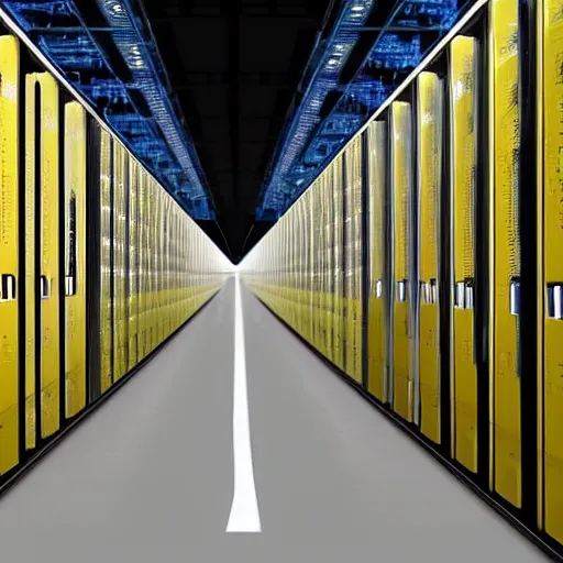 Image similar to an infinite hallway full of computer servers