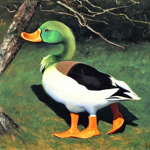 Image similar to a duck on the prowl oil painting jamie wyeth