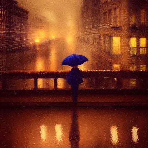 Image similar to zoomed in iphone photo rainy night in the city, reflections, double exposure, dream, by aivazovsky