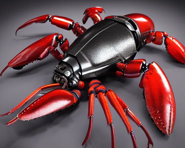 Prompt: cyberpunk lobster robot, HD 3D CGI,