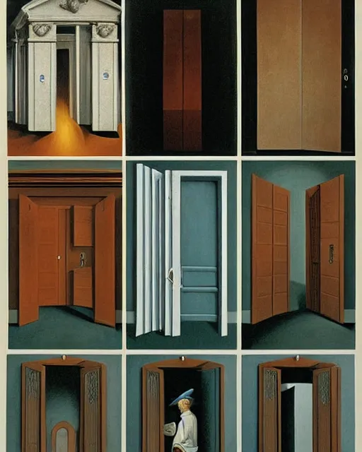 Prompt: doors to change by carrington, bosch, dali, barlowe, magritte