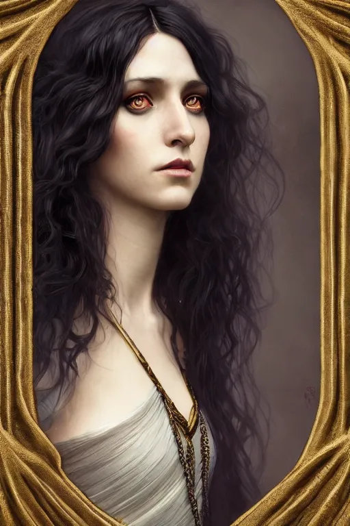 Image similar to a portrait of the Raven Queen, bored, illustration, dramatic lighting, soft details, painting oil on canvas, art nouveau, octane render, HDR, 4k, 8k, HD, by Edmund Blair Leighton, Brom, Charlie Bowater, trending on artstation, Tom Bagshaw faces by otto Schmidt