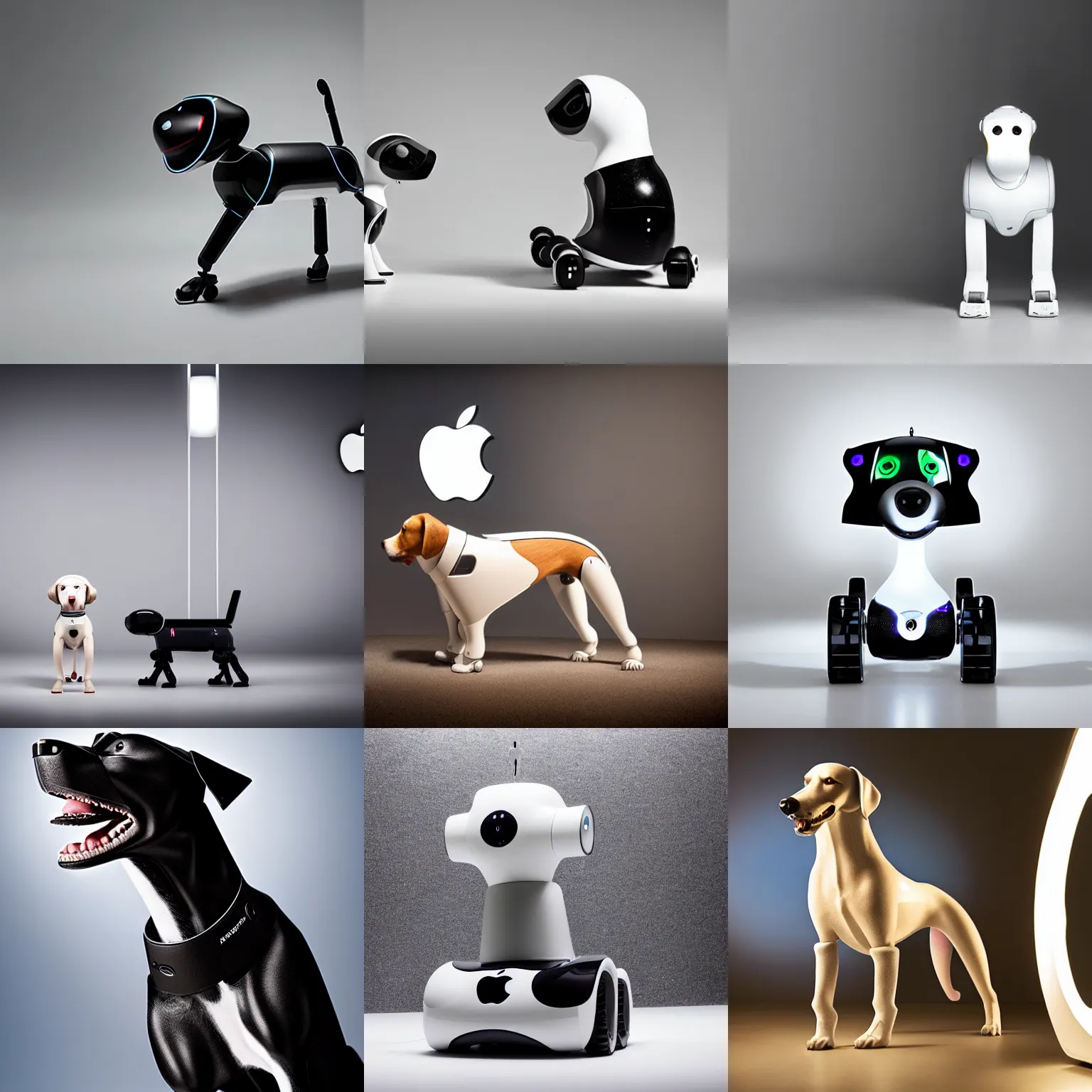 Prompt: apple idog robot dog concept, studio lighting, magazine photography