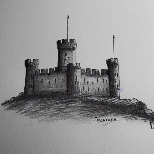 Prompt: a perfect professional ink pen sketch of a castle