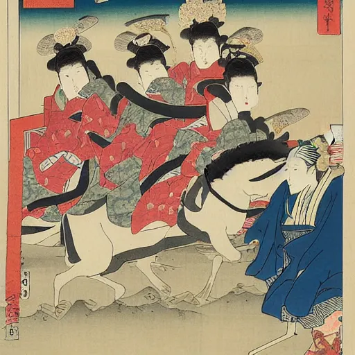 Image similar to royal procession, ukiyo-e