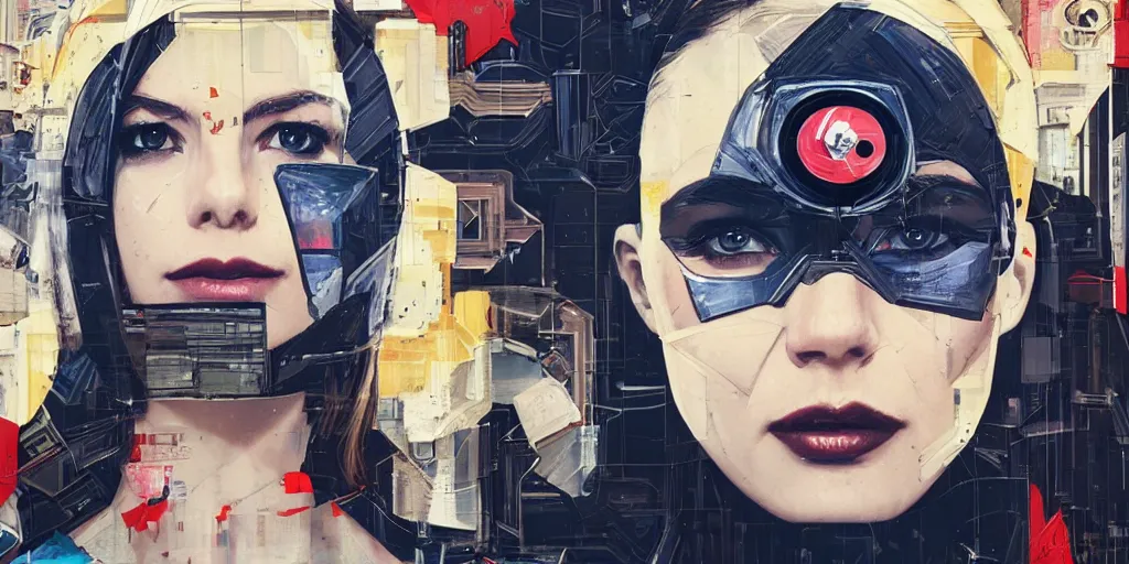 Image similar to a portrait of a single female android, by MARVEL comics and Sandra Chevrier, pinhole camera