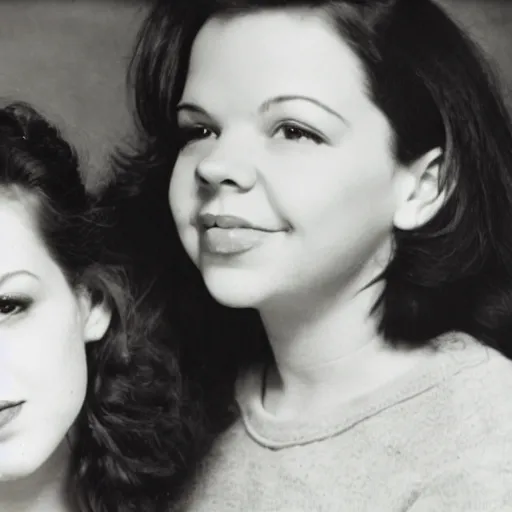 Image similar to photographic portrait of marla sokoloff and judy garland aged 2 2, with a fringe, 8 k