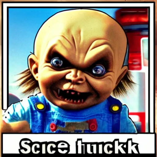 Image similar to screaming chucky stuck in traffic