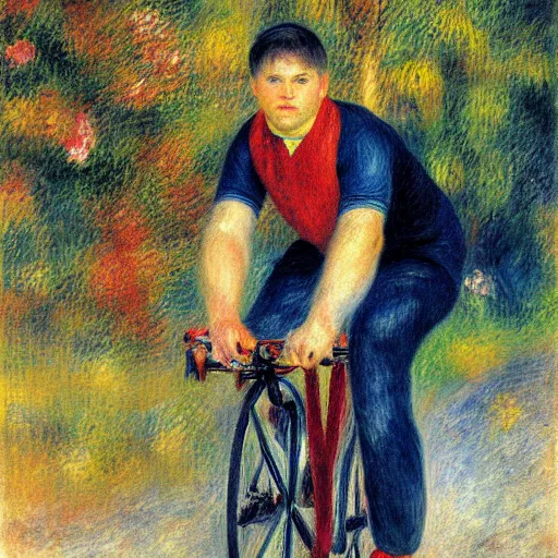 Prompt: jonas vingegaard on his bike art by renoir.