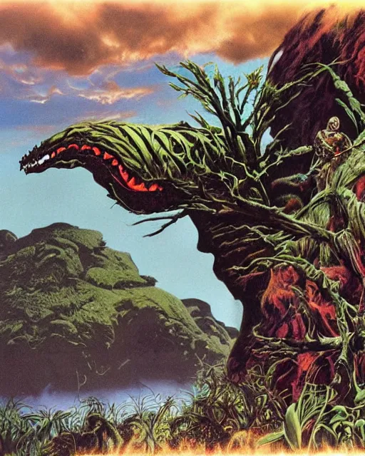 Image similar to roger dean art of predator ( 1 9 8 7 )