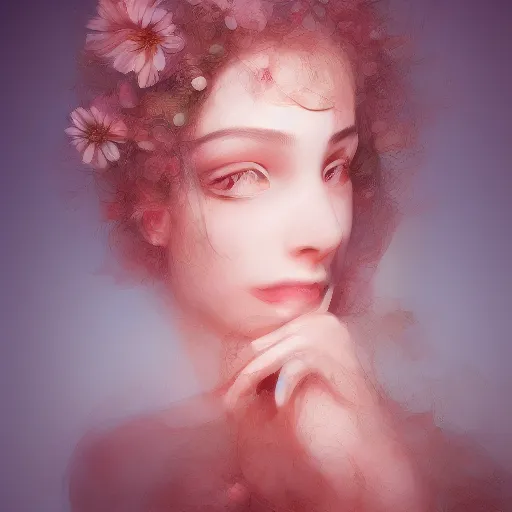 Image similar to the portrait of an absurdly beautiful, graceful, elegant, sophisticated, fashionable young woman made of strawberries and white petals with tears, an ultrafine hyperdetailed illustration by kim jung gi, irakli nadar, intricate linework, bright colors, octopath traveler, final fantasy, unreal engine 5 highly rendered, global illumination, radiant light, detailed and intricate environment