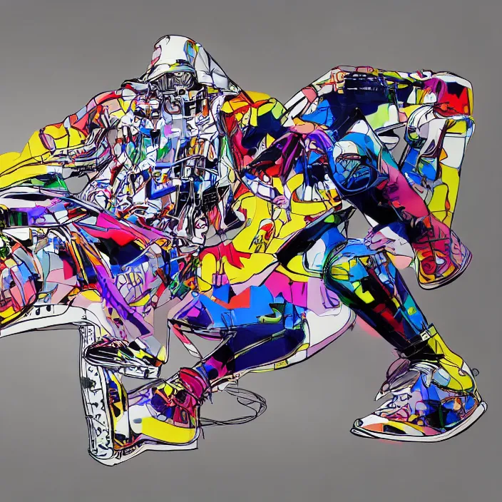 Image similar to futuristic sneakers in jeff koons hip hop bauhaus style, highly detailed, hyper realistic, art by todd mcfarlane