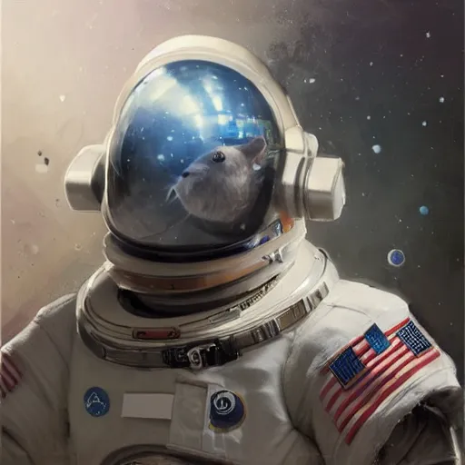 Image similar to chinchilla in a astronaut suit,, sharp focus, illustration, highly detailed, digital painting, concept art, matte, art by ruan jia and wlop and greg rutkowski, masterpiece