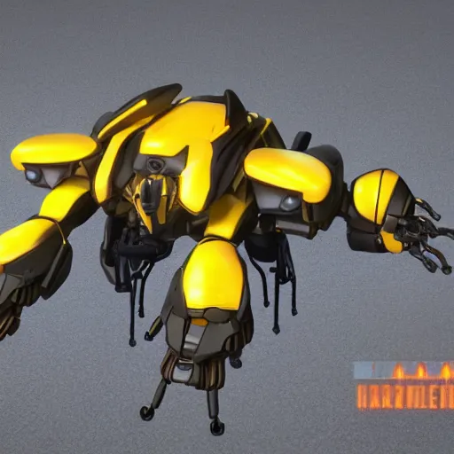 Image similar to hard surface, robotic platform, based on bumblebee, 6 claws, unreal engine