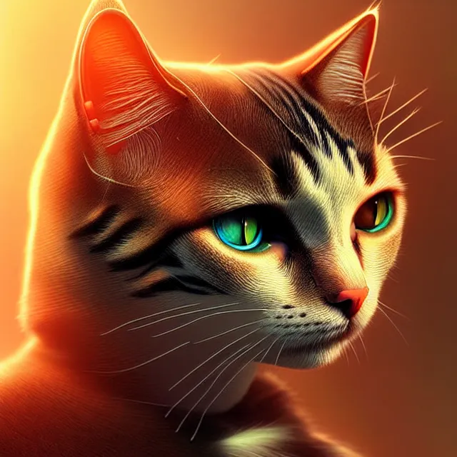 Image similar to epic professional digital art of cat, best on artstation, cgsociety, wlop, Behance, pixiv, cosmic, epic, stunning, gorgeous, much detail, much wow, masterpiece