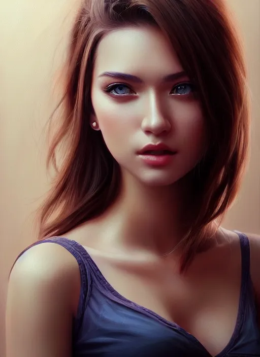 Image similar to photo of a gorgeous young woman in the style of stefan kostic, realistic, sharp focus, 8 k high definition, insanely detailed, intricate, elegant, art by stanley lau and artgerm