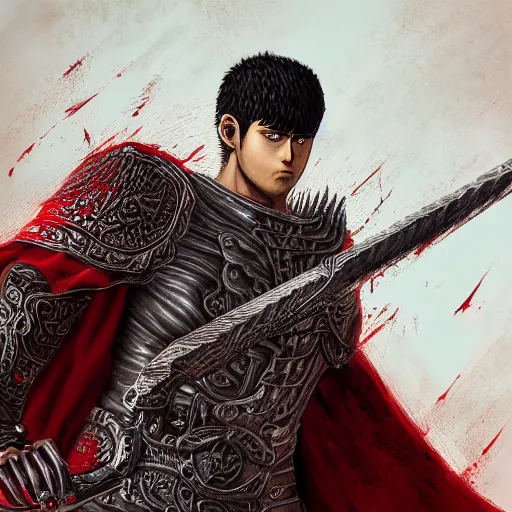 Image similar to Guts, Berserk, very detailed, artstation, digital art, masterpiece, award winning, greatsword