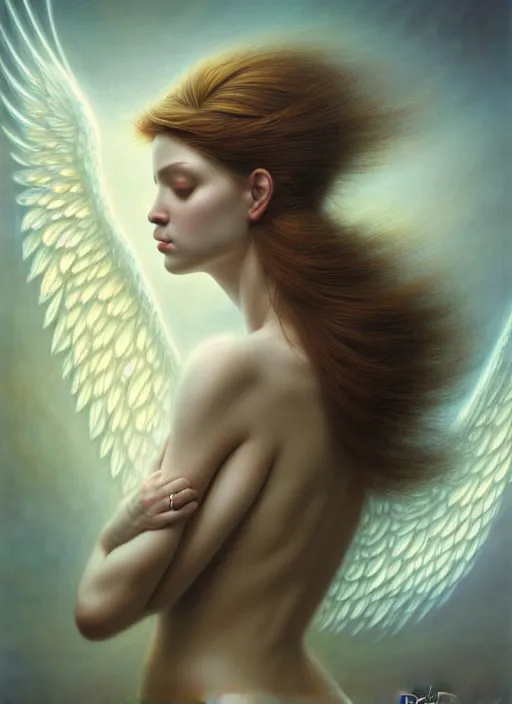 Image similar to tomboy as an angel, fine art, intricate, elegant, highly detailed, realistic hair, centered, digital painting, art station, conceptual art, soft, sharp focus, illustration, artwork, artgerm, tomasz alen kopera, peter mohrbacher, donato giancola, wlop, boris vallejo