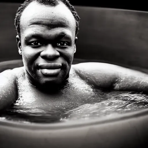 Image similar to photographic portrait by Annie Leibovitz of KSI in a hot tub, closeup, foggy, sepia, moody, dream-like, sigma 85mm f/1.4, 15mm, 35mm, 4k, high resolution, 4k, 8k, hd, full color