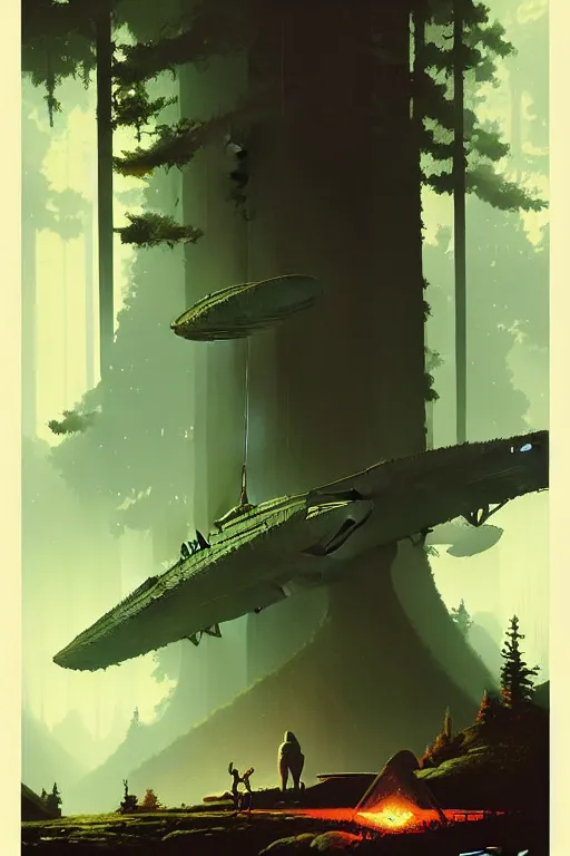 Image similar to greg rutkowski travel poster endor