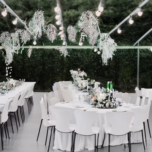 Prompt: ultra modern wedding reception