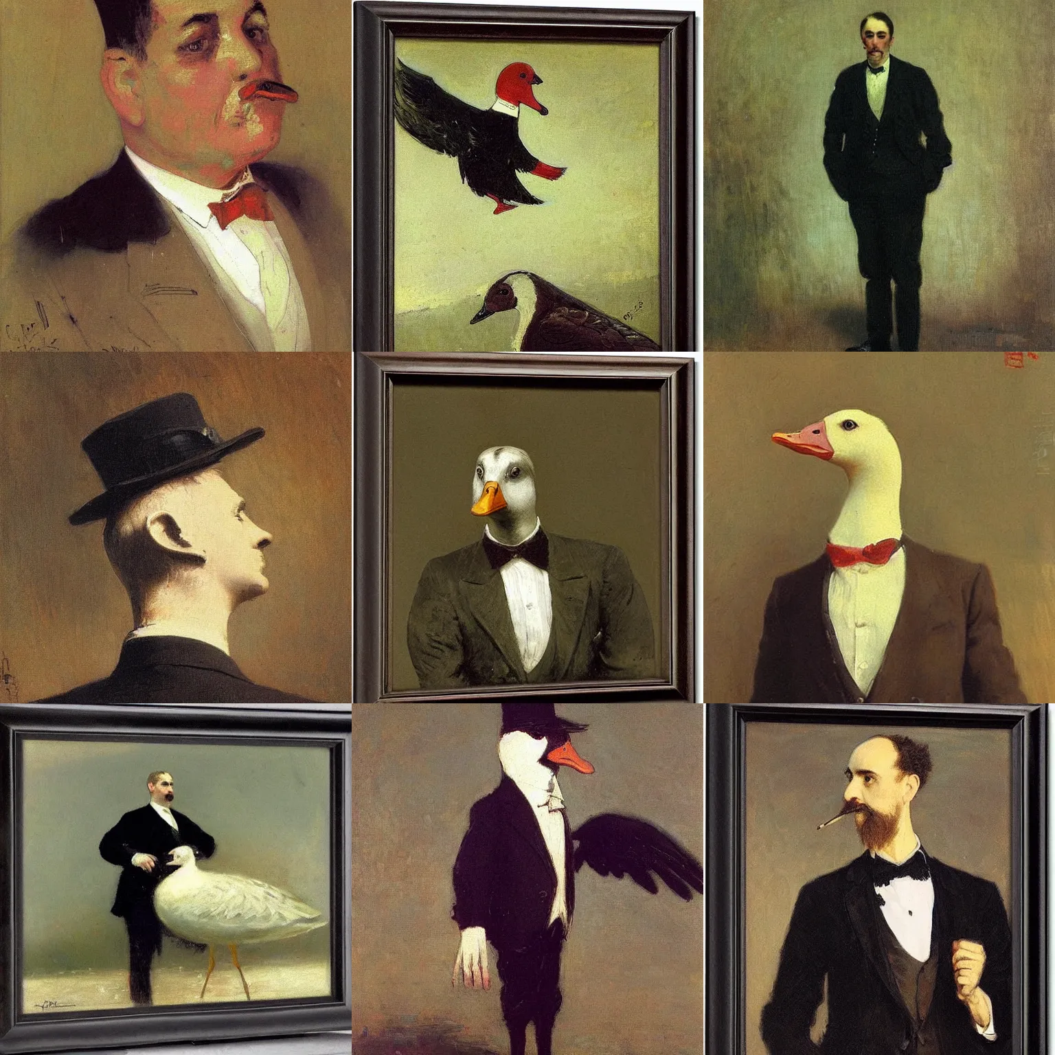 Prompt: goose bird wearing a suit and tie by ilya repin