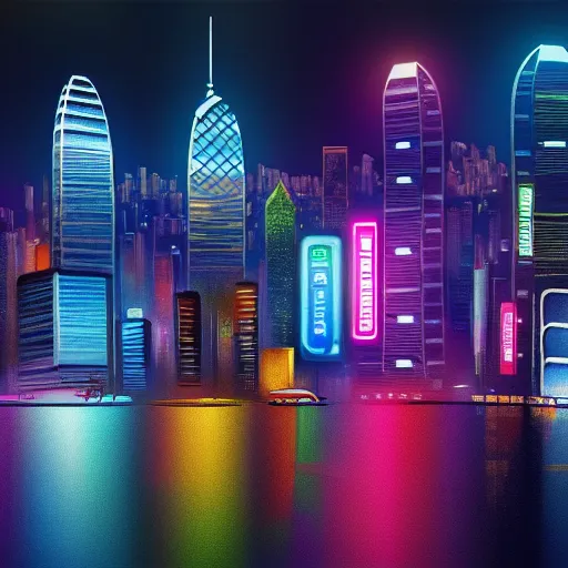 Prompt: a realistic painting of cyberpunk hong kong, many huge signs, ultra hd wallpaper, 4 k