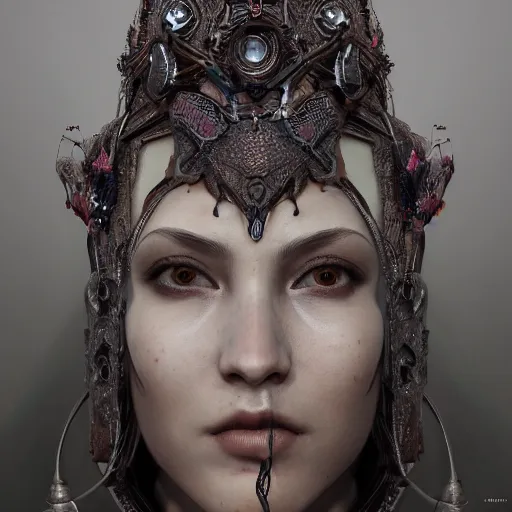 Image similar to Very very very very highly detailed epic photo of beautiful face with carnival mask, intricate, dystopian, sci-fi, extremely detailed, digital painting, artstation, concept art, smooth, sharp focus, illustration, intimidating lighting, incredible art by Anton Pieck, Octane render in Maya and Houdini VFX