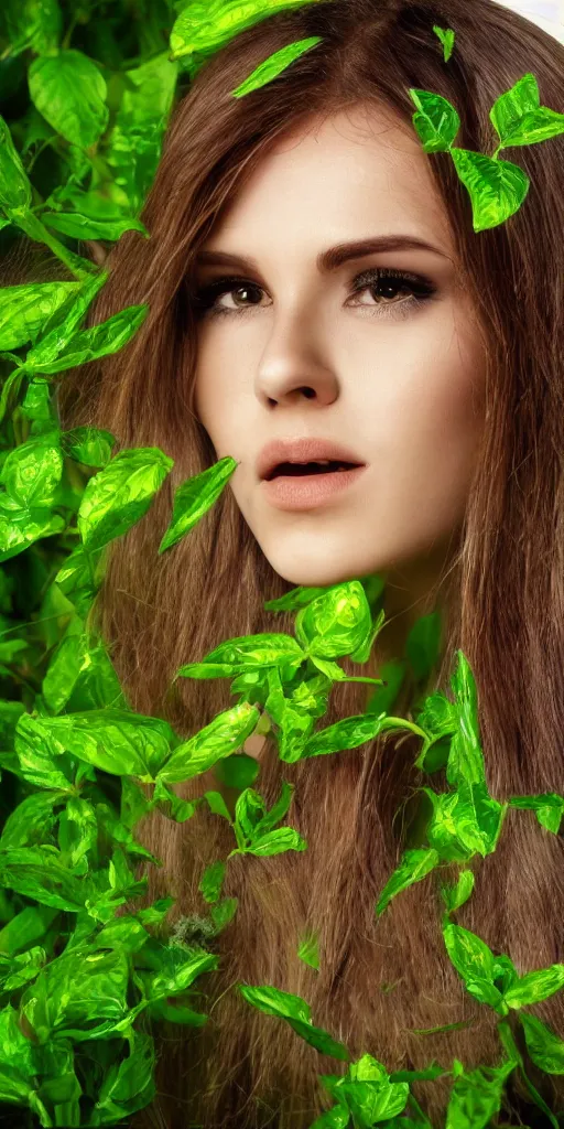 Image similar to a photosynthetic woman