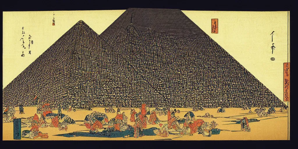 Image similar to i, Pyramid of Khufu by Hokusai