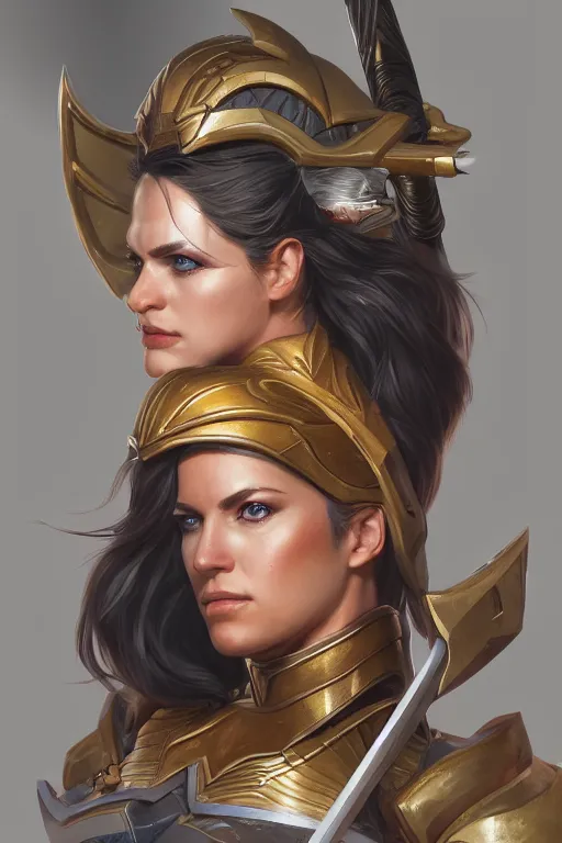 Image similar to amazon valkyrie athena, d & d, fantasy, portrait, highly detailed, headshot, digital painting, trending on artstation, concept art, sharp focus, illustration, art by artgerm and greg rutkowski and magali villeneuve