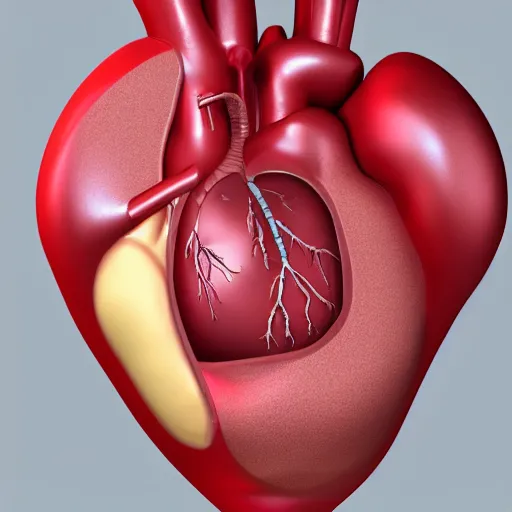 Image similar to heartshaped anatomical human heart, photorealistic, octane render
