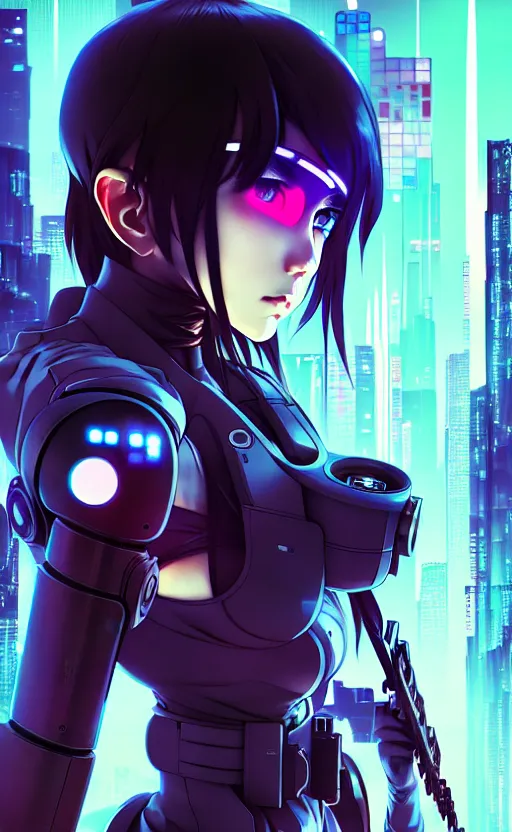 Anime-style cyberpunk girl with futuristic fashion