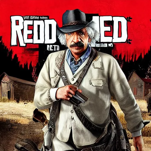 Image similar to Albert Einstein in red dead 2 redemption 4k detail